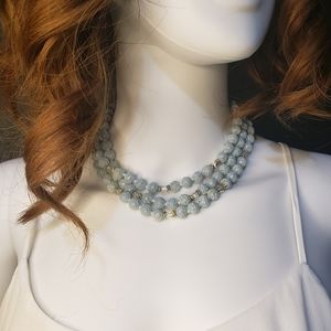 Vintage Baby Powder Blue Sugar Necklace with J- Hook